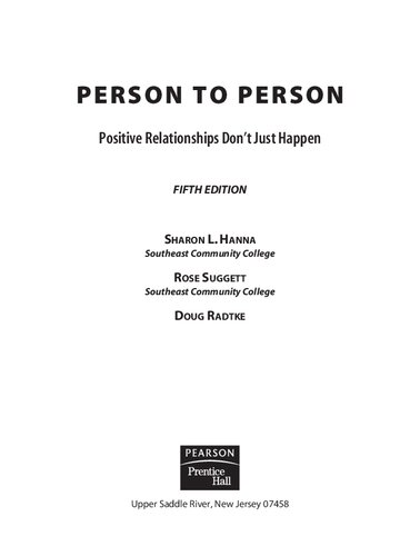 Person To Person Positive Relationships Dont Just Happen 5th Edition Sharon Hanna