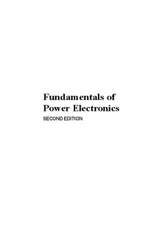 Fundamentals Of Power Electronics 2nd Edition Robert W Erickson