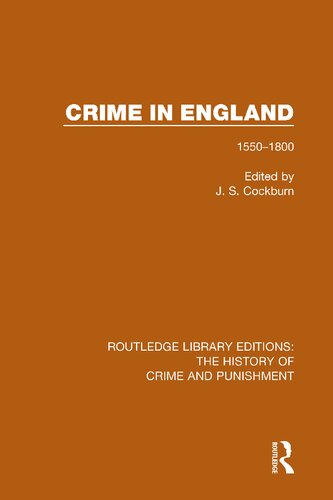 Crime In England 15501800 J S Cockburn