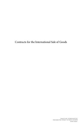 Contracts For The International Sale Of Goods Applicability And Applications Of The 1980 United Nations Sales Convention Franco Ferrari