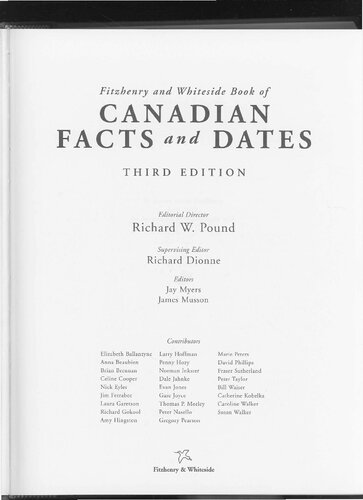 The Fitzhenry And Whiteside Book Of Canadian Facts And Dates Richard W Pound