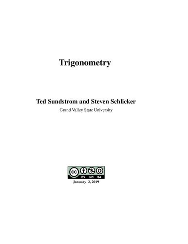 Trigonometry 1st Edition Ted Sundstrom Steven Schlicker