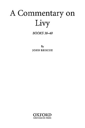 A Commentary On Livy Books Xxxviiixl Briscoe John