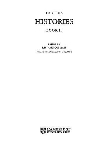 Tacitus Histories Book Ii 1st Edition Rhiannon Ash