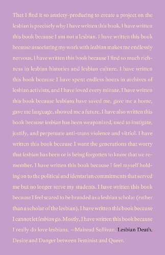 Lesbian Death Desire And Danger Between Feminist And Queer Mairead Sullivan