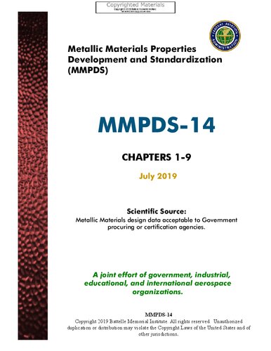 Metallic Materials Properties Development And Standardization Mmpds Handbook 14 14th Edition