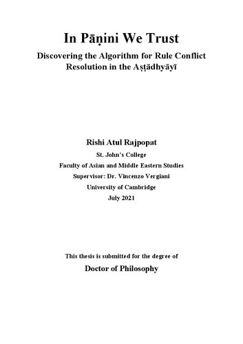 In Pini We Trust Discovering The Algorithm For Rule Conflict Resolution In The Adhyy Rishi Atul Rajpopat