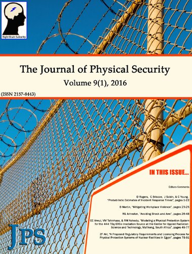 The Journal Of Physical Security Volume 9 Issue 1 B Jps 91 B 1st Edition Right Brain Sekurity