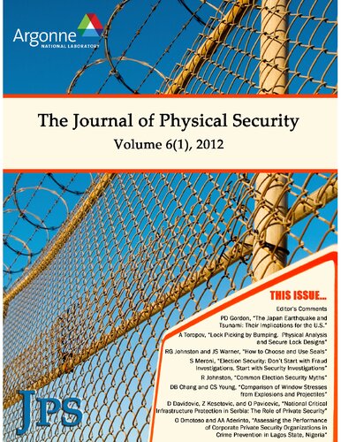 The Journal Of Physical Security Volume 6 Issue 1 Jps 61 1st Edition Right Brain Sekurity
