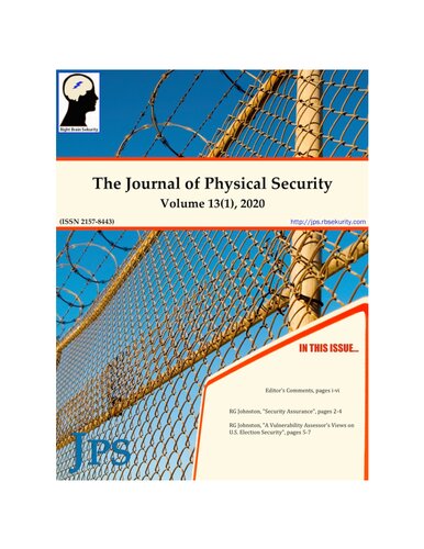 The Journal Of Physical Security Volume 13 Issue 1 Jps 131 1st Edition Right Brain Sekurity