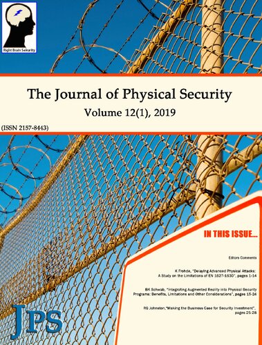 The Journal Of Physical Security Volume 12 Issue 1 Jps 121 1st Edition Right Brain Sekurity