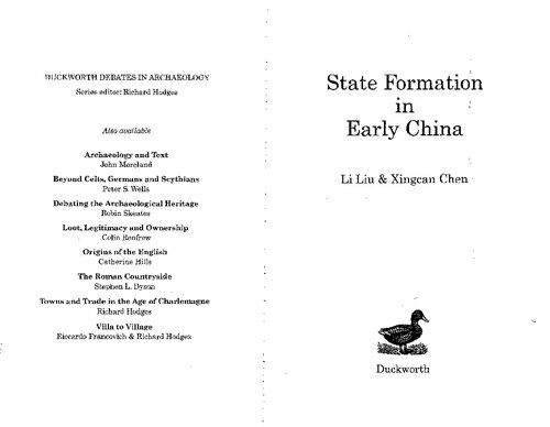 State Formation In Early China 1st Edition Li Liu And Xingcan Chen