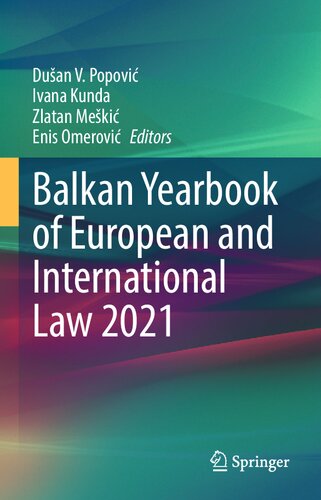 Balkan Yearbook Of European And International Law 2021 Duan V Popovi Editor