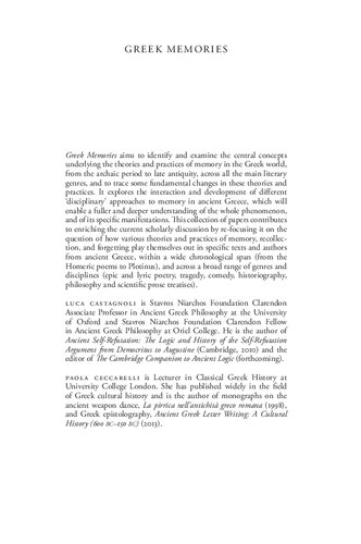 Greek Memories Theories And Practices Luca Castagnoli Paola Ceccarelli