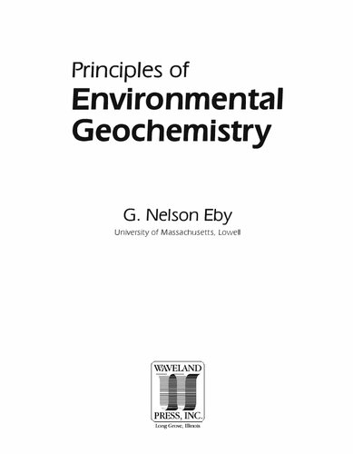 Principles Of Environmental Geochemistry G Nelson Eby