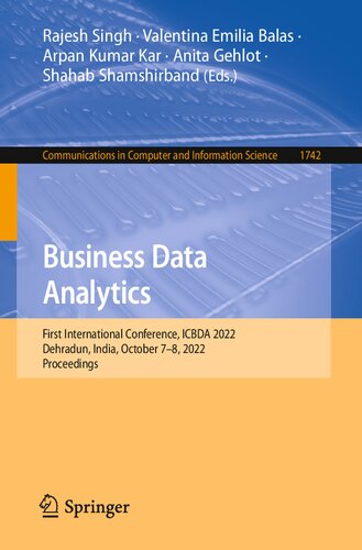Business Data Analytics Rajesh Singh Valentina Emilia Balas Arpan Kumar Kar
