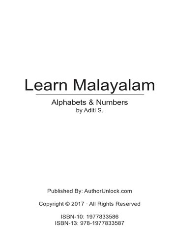 Learn Malayalam Alphabets Numbers Aditi S