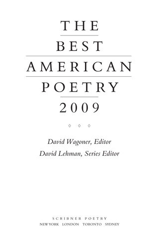 The Best American Poetry 2009 David Wagoner David Lehman