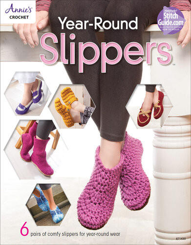 Annies Crochet Yearround Slippers 6 Pairs Of Comfy Slippers For Year Round Wear Annies