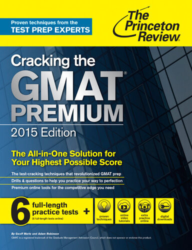 Cracking The Gmat Premium Edition With 6 Computeradaptive Practice Tests 2015 Princeton Review
