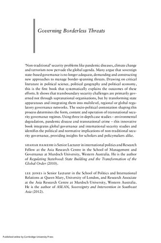 Governing Borderless Threats Shahar Hameiri Lee Jones