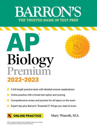 Ap Biology Premium 20222023 5 Practice Tests Comprehensive Review Online Practice Mary Wuerth