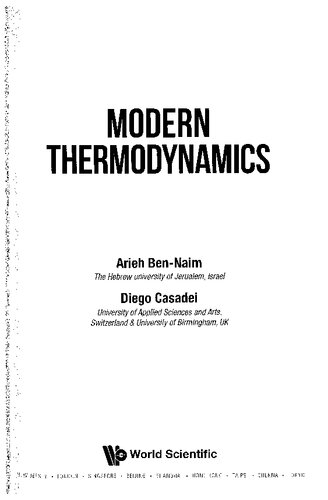 Modern Thermodynamics Arieh Bennaim Diego Casadei