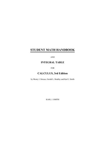 Student Mathematics Handbook And Integral Table For Calculus 3rd Edition Karl J Smith