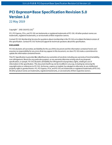 Pci Express Base Specification Revision 50 Version 10 Unknown