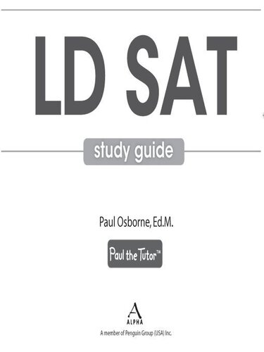 Ld Sat Study Guide Test Prep And Strategies For Students With Learning Disabilities Paul Osborne