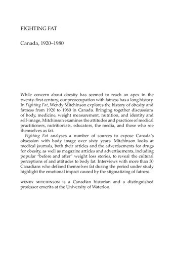 Fighting Fat Canada 19201980 1st Edition Wendy Mitchinson