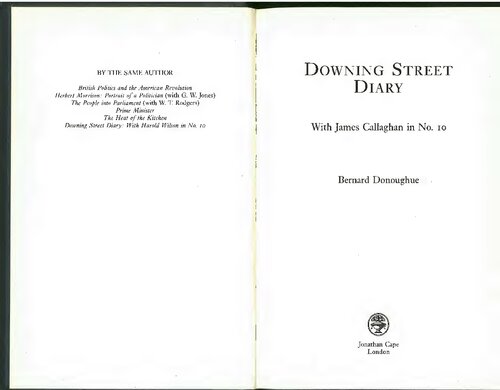 Downing Street Diary Vol2james Callaghan At No10 Bernard Donoughue