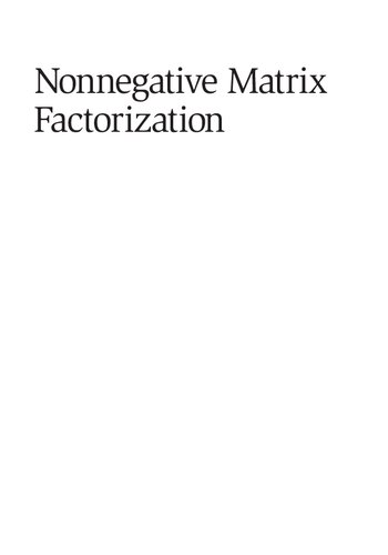 Nonnegative Matrix Factorization 1st Edition Nicolas Gillis