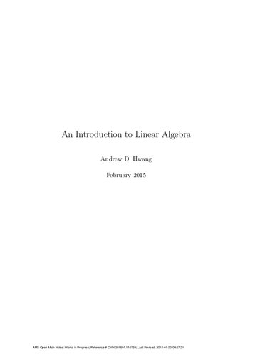An Introduction To Linear Algebra Andrew D Hwang