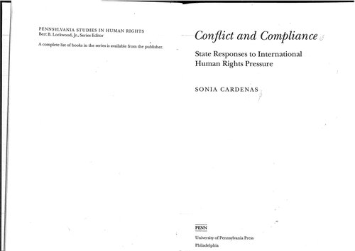Conflict And Compliance State Responses To International Human Rights Pressure Sonia Cardenas