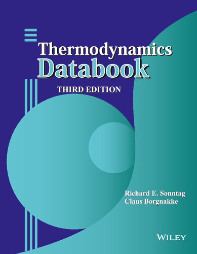 Thermodynamics Databook 3rd Edition Claus Borgnakke Richard E Sonntag
