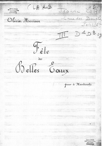 Fte Des Belles Eaux Facsimile Of The Manuscript Olivier Messiaen