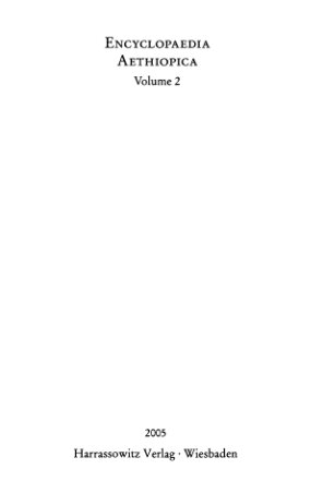 Encyclopaedia Aethiopica Vol 2 Dha Uhlig Siegbert Et Al Eds