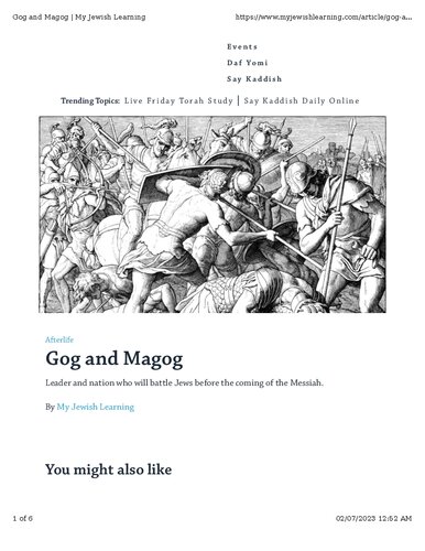 Gog Magog According To Jewish Concept 2023th Edition Readers Rabbit