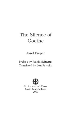 Silence Of Goethe Josef Pieper