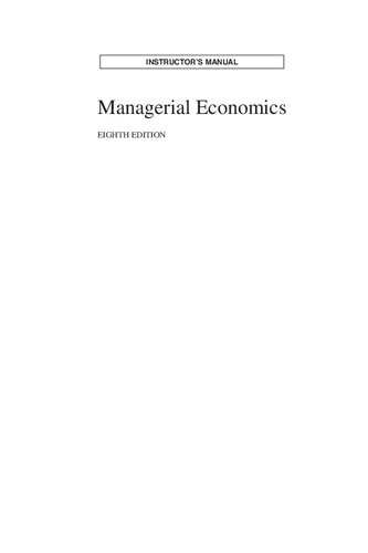 Managerial Economics Instructors Manual 8th Edition W Bruce Allen