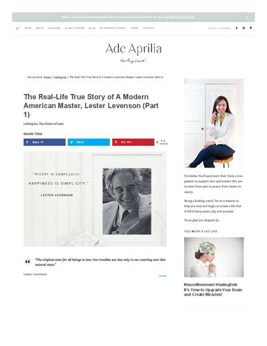 Lester Levenson The Reallife True Story Of My Teacher Adelia Ade Aprilia
