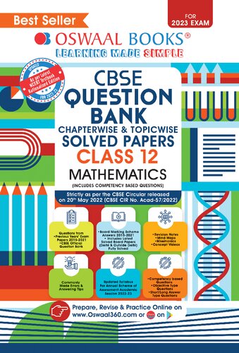 Cbse Question Bank Class 12 Mathematics Book Based On Latest Board Sample Paper Released On 16th Sep 2022 For 2023 Exam 2022th Edition Oswaal Editorial Board
