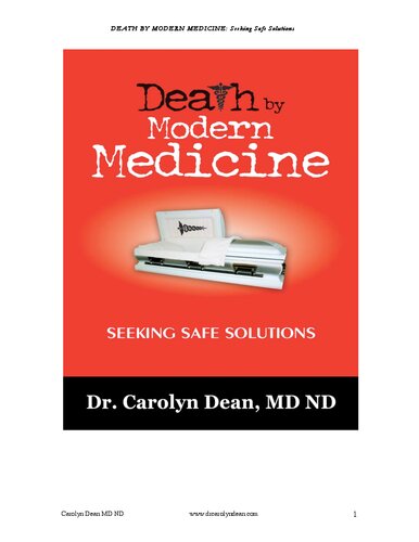 Death By Modern Medicine Seeking Safe Solutions Carolyn Dean