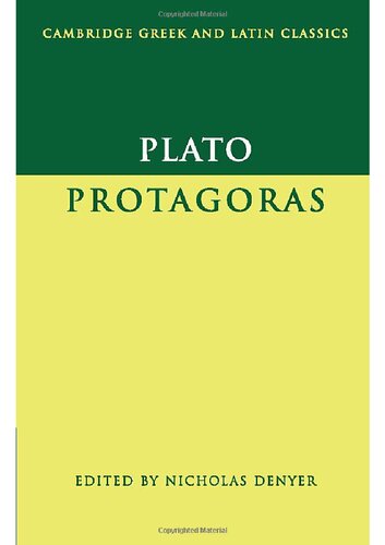 Plato Protagoras 1st Edition Nicholas Denyer Editor