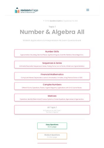 Revision Village Math Ai Hl Number Algebra Medium Difficulty Questionbank Revision Village Authors