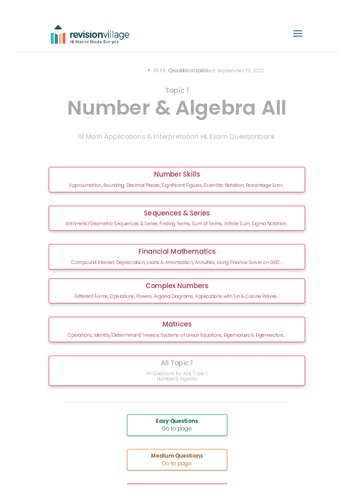 Revision Village Math Ai Hl Number Algebra Hard Difficulty Questionbank Revision Village Authors