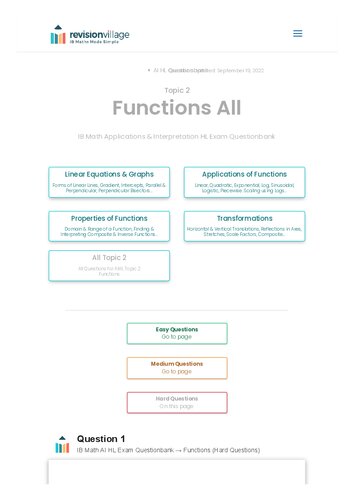 Revision Village Math Ai Hl Functions Hard Difficulty Questionbank Revision Village Authors