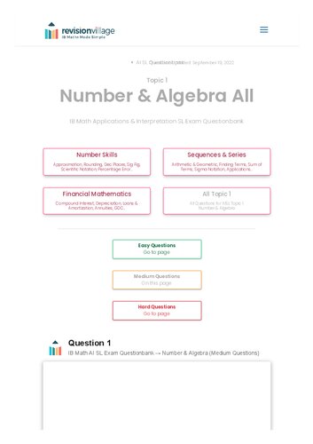 Revision Village Math Ai Sl Number Algebra Medium Difficulty Questionbank Revision Village Authors