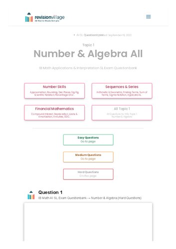 Revision Village Math Ai Sl Number Algebra Hard Difficulty Questionbank Revision Village Authors